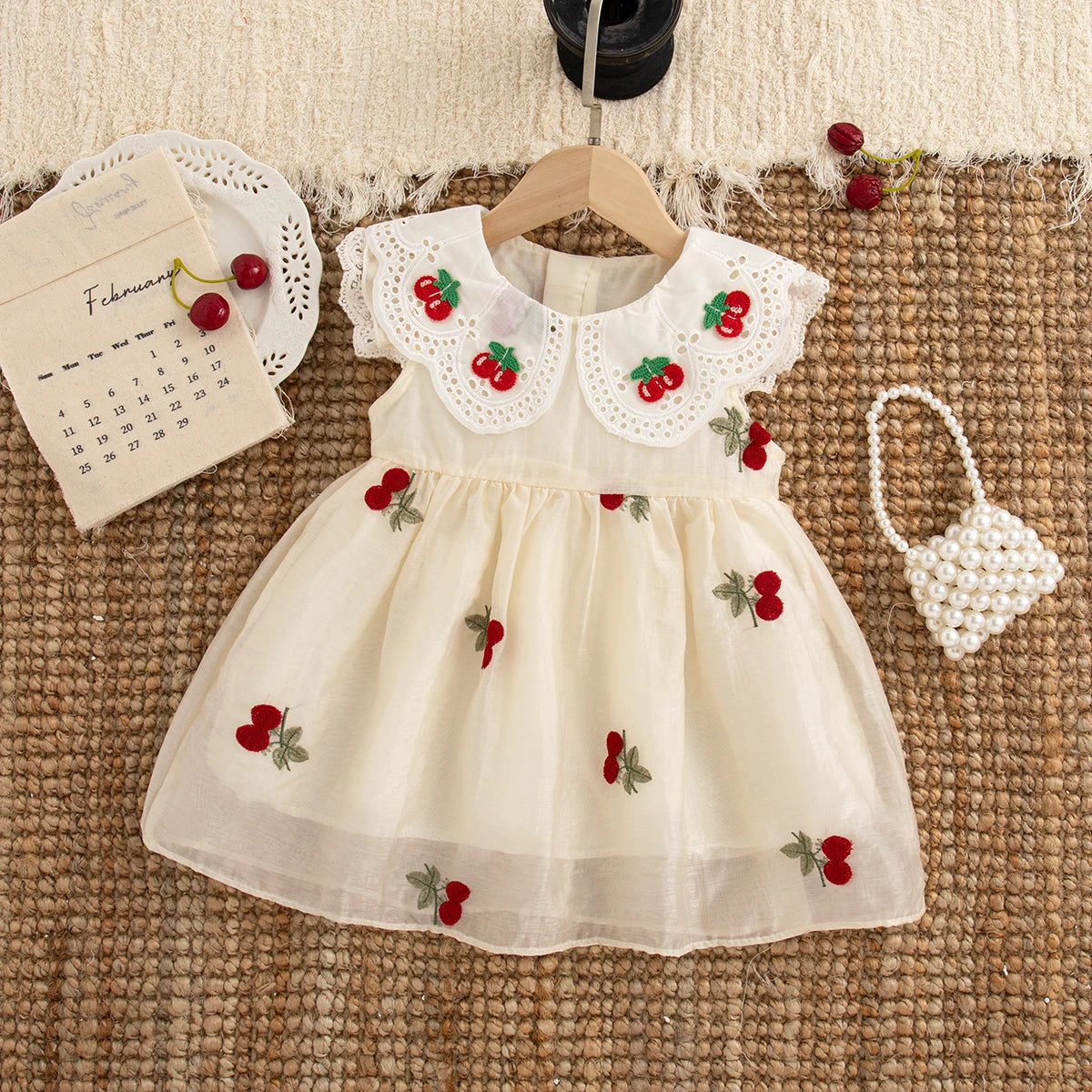 Cerise Belle Embroidered Dress