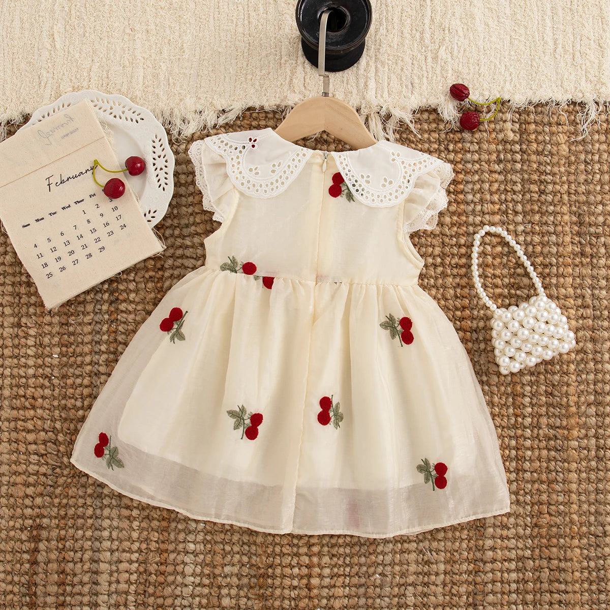 Cerise Belle Embroidered Dress