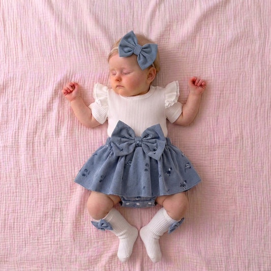 Dress Set with Bow and Socks