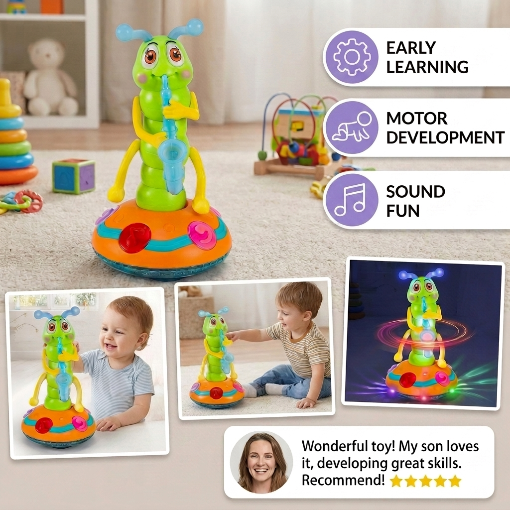 Jazzy Caterpillar Spinning Musical Light Toy