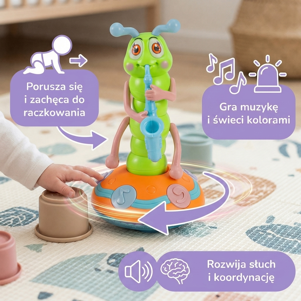 Jazzy Caterpillar Spinning Musical Light Toy