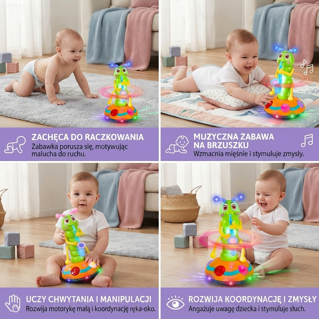 Jazzy Caterpillar Spinning Musical Light Toy