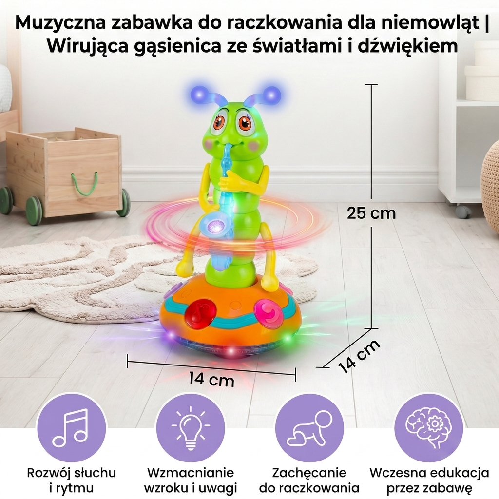 Jazzy Caterpillar Spinning Musical Light Toy