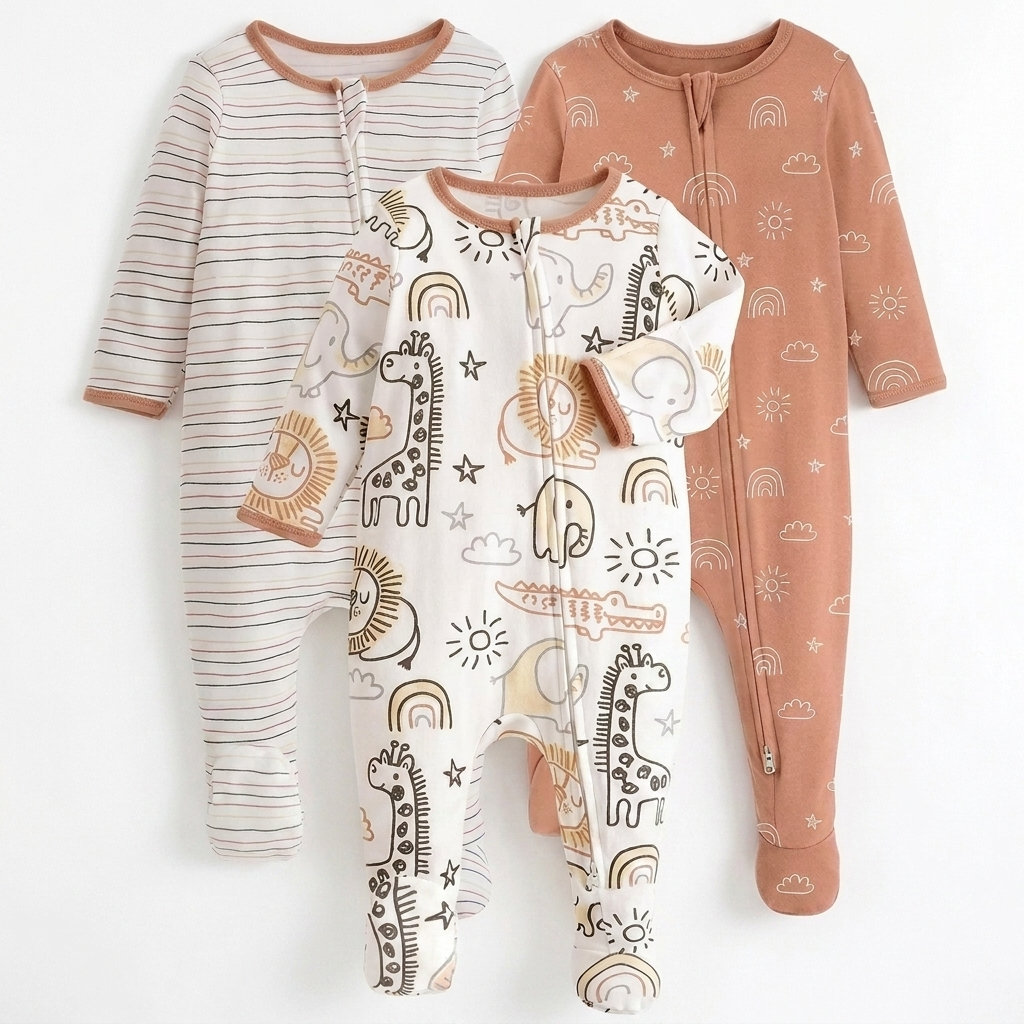 Belle Safari Sleepsuit — 3 Pack